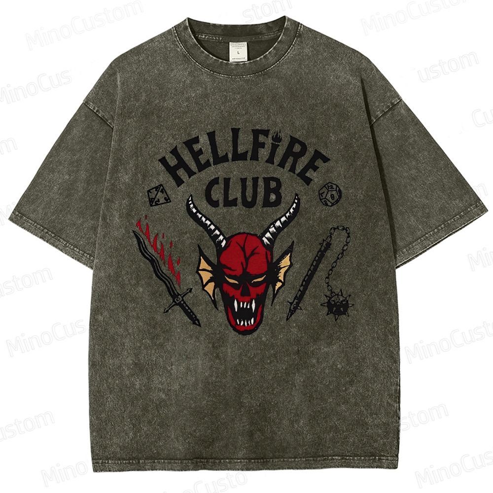 Vintage Washed Hellfire Club Graphic T - shirt