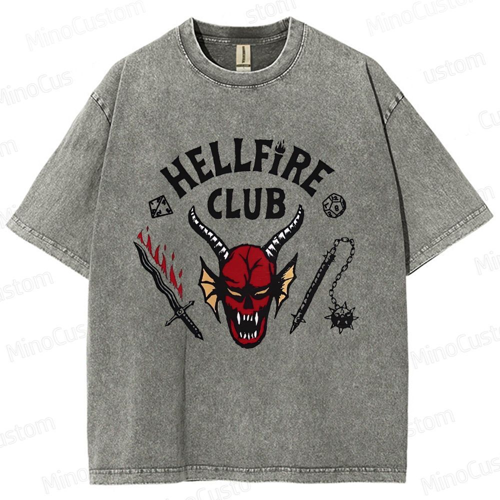 Vintage Washed Hellfire Club Graphic T - shirt