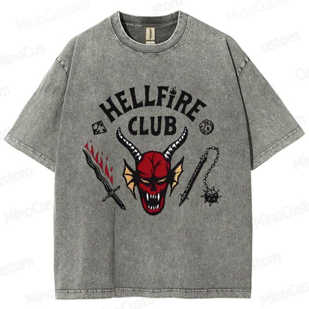 Vintage Washed Hellfire Club Graphic T - shirt