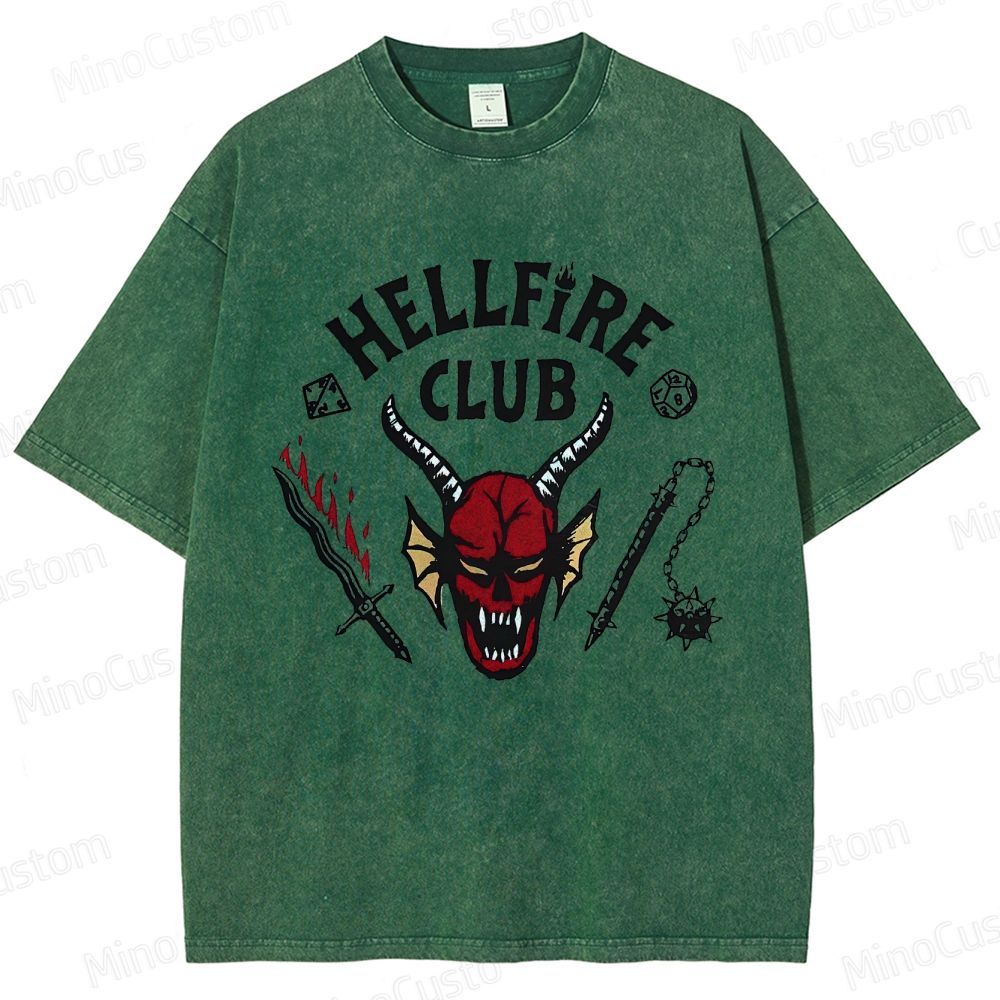 Vintage Washed Hellfire Club Graphic T - shirt