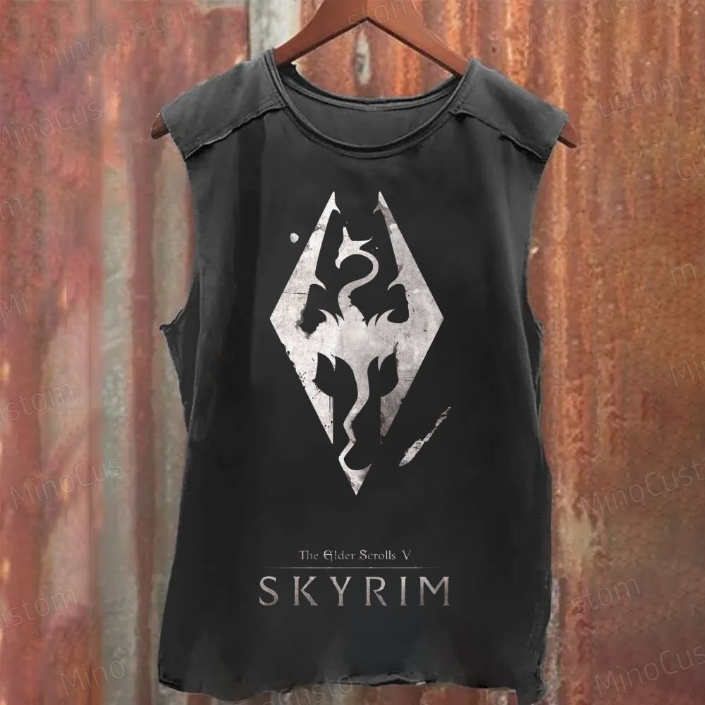 Skyrim Dragonborn Emblem Washed Tank Top