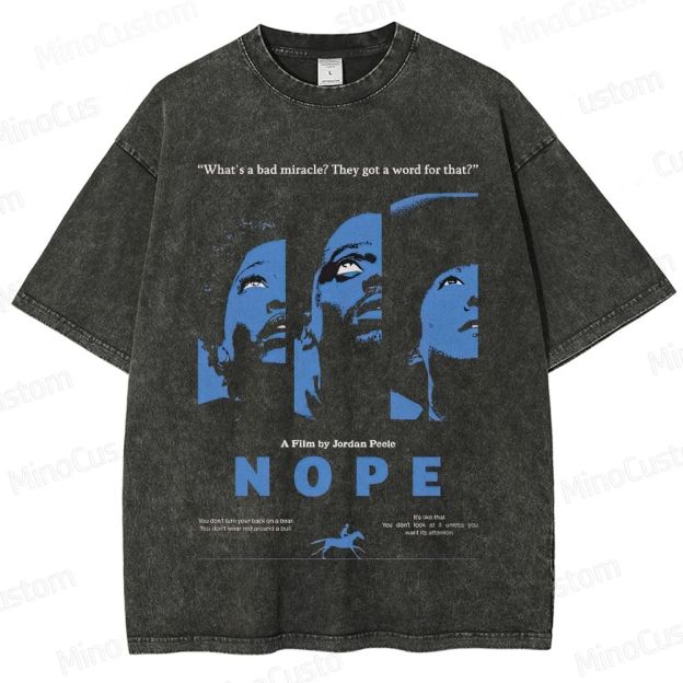 Vintage Washed Nope Movie Graphic T - shirt