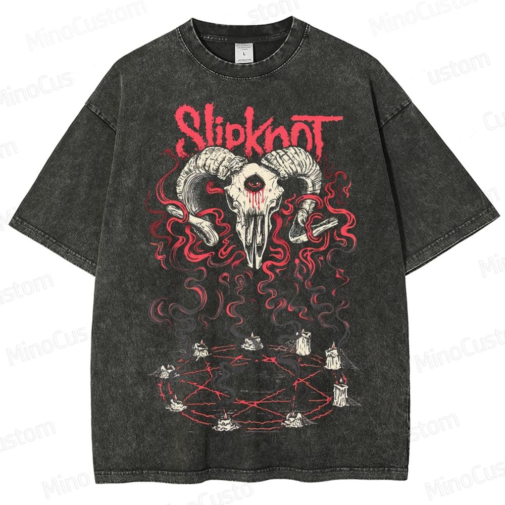 Vintage Washed Slipknot Graphic Rock Band T - shirt