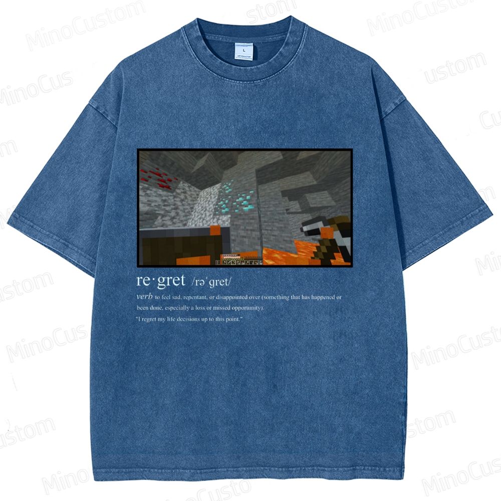 Minecraft "Regret" Meme Graphic Washed T - Shirt