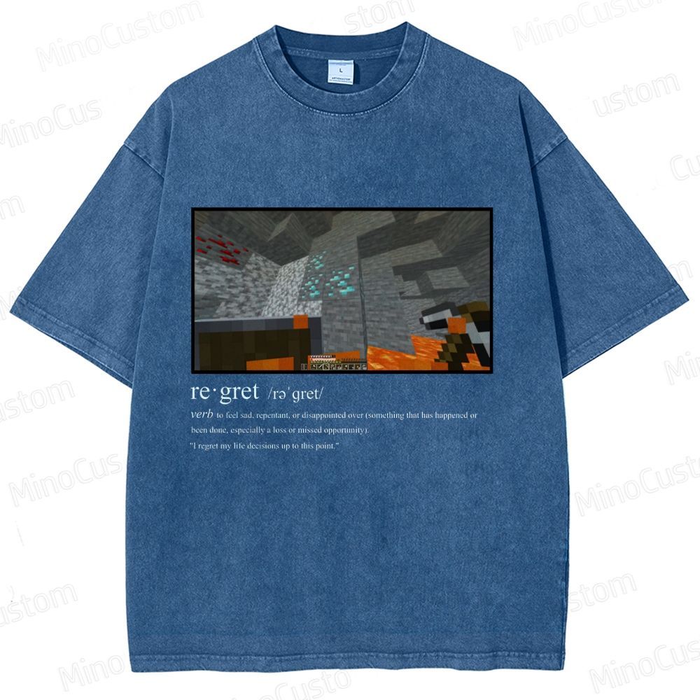 Minecraft "Regret" Meme Graphic Washed T - Shirt