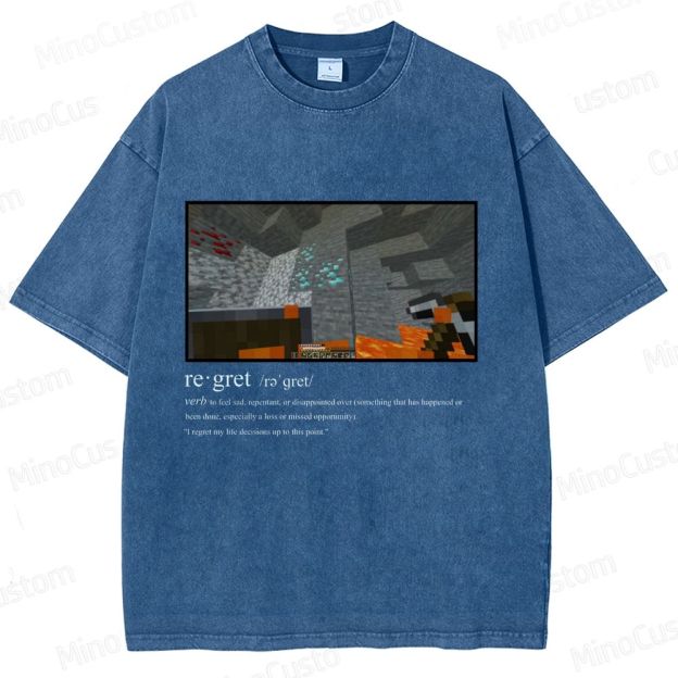 Minecraft "Regret" Meme Graphic Washed T - Shirt