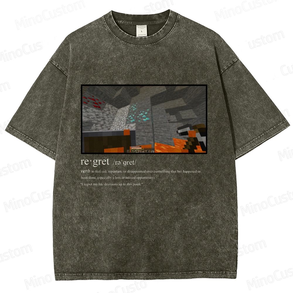 Minecraft "Regret" Meme Graphic Washed T - Shirt