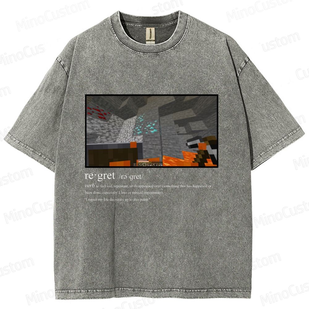 Minecraft "Regret" Meme Graphic Washed T - Shirt