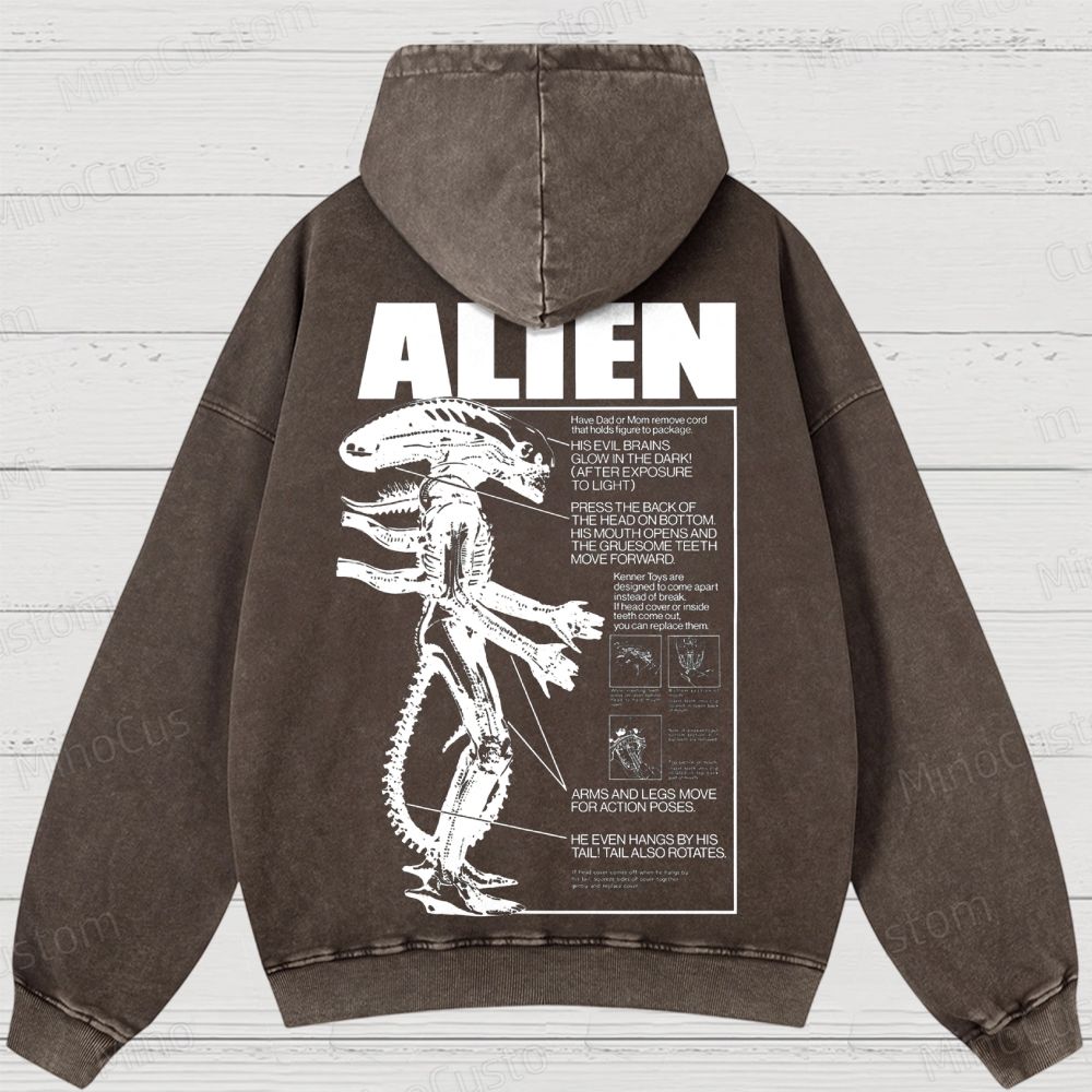 Alien Movie Blueprint Graphic Washed Hoodie