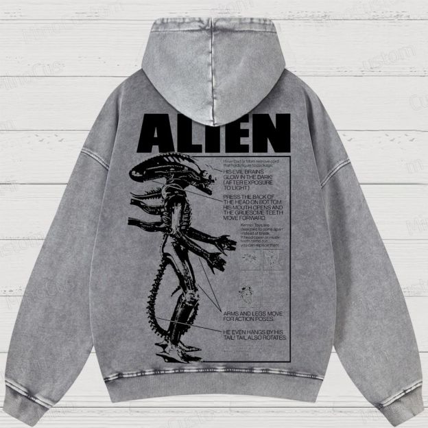 Alien Movie Blueprint Graphic Washed Hoodie