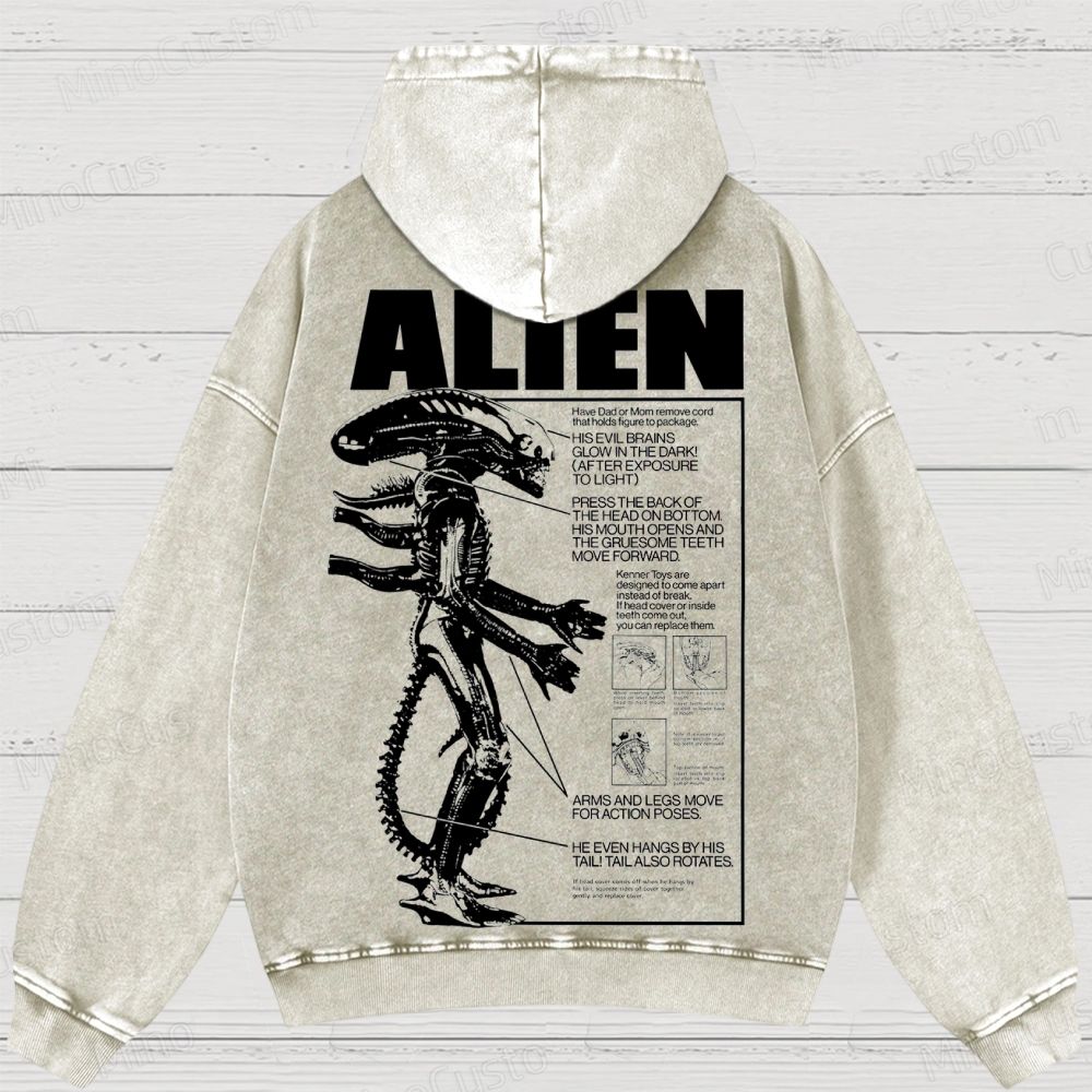 Alien Movie Blueprint Graphic Washed Hoodie
