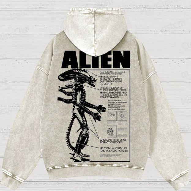 Alien Movie Blueprint Graphic Washed Hoodie