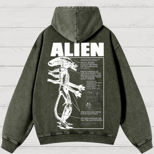 Alien Movie Blueprint Graphic Washed Hoodie