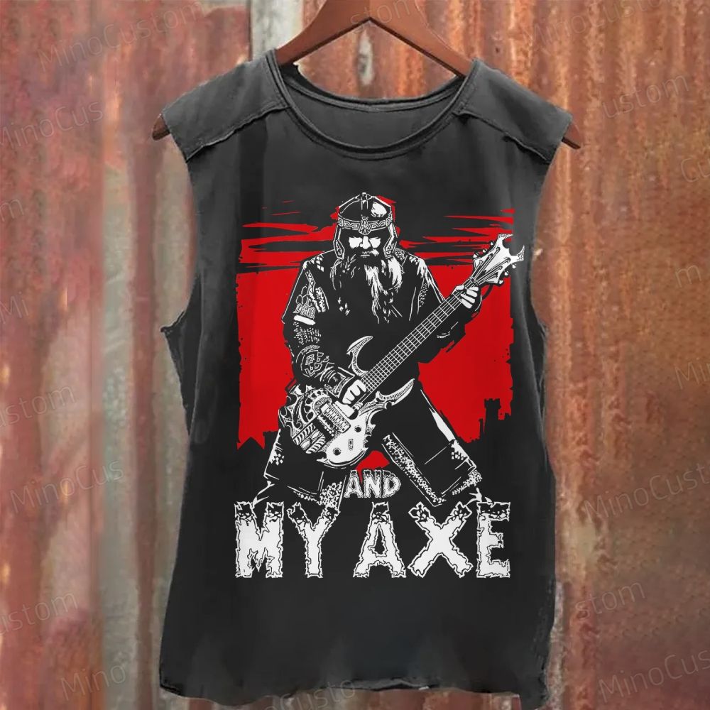 Gimli And My Axe Lord Of The Rings Vintage Washed Tank Top 