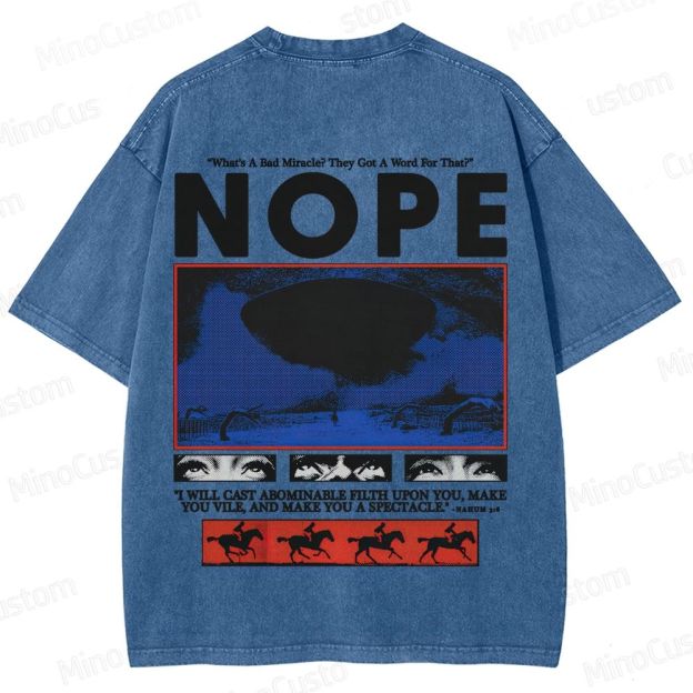 Nope Movie Retro Graphic Washed T - Shirt