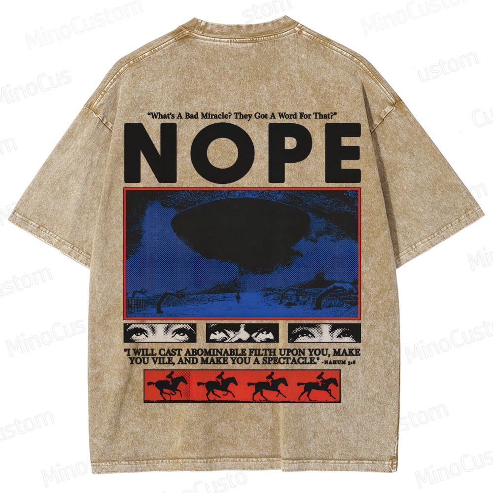 Nope Movie Retro Graphic Washed T - Shirt