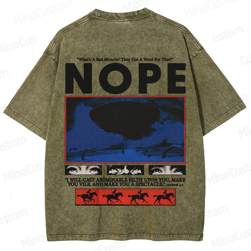 Nope Movie Retro Graphic Washed T - Shirt
