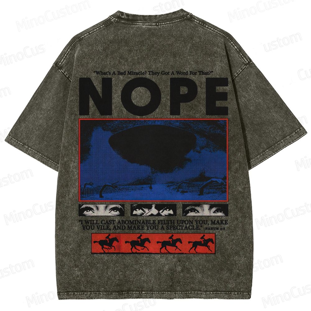Nope Movie Retro Graphic Washed T - Shirt