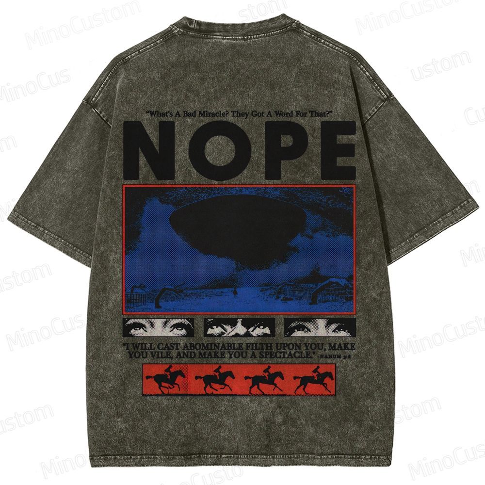 Nope Movie Retro Graphic Washed T - Shirt