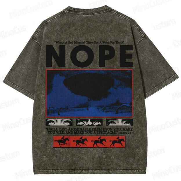 Nope Movie Retro Graphic Washed T - Shirt