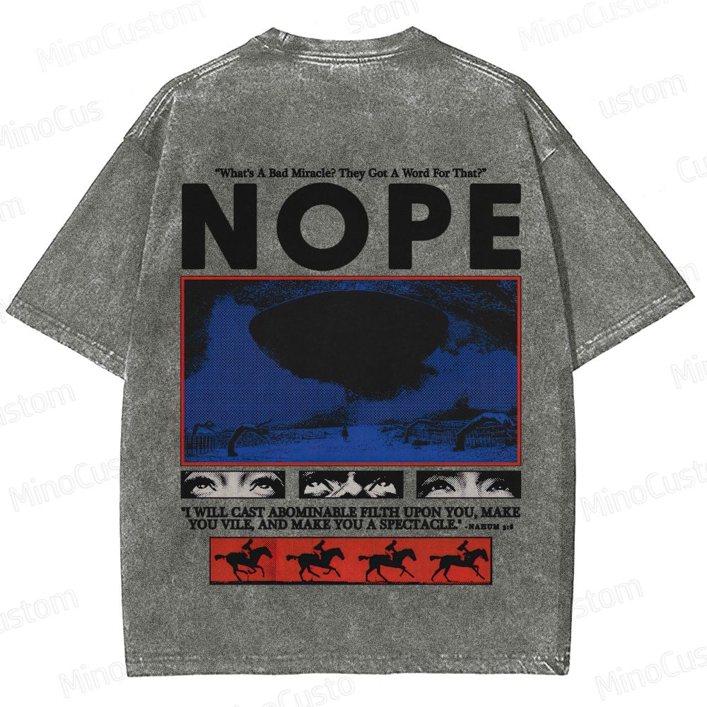 Nope Movie Retro Graphic Washed T - Shirt