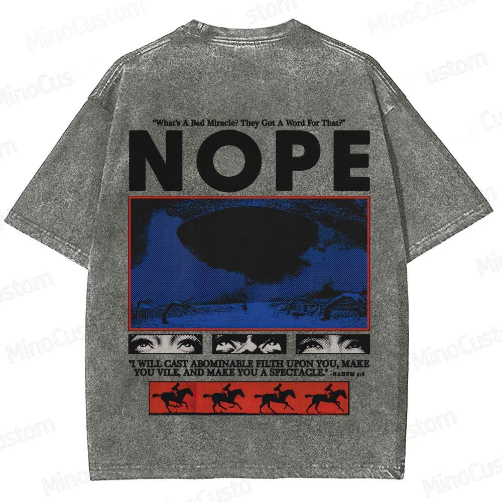 Nope Movie Retro Graphic Washed T - Shirt