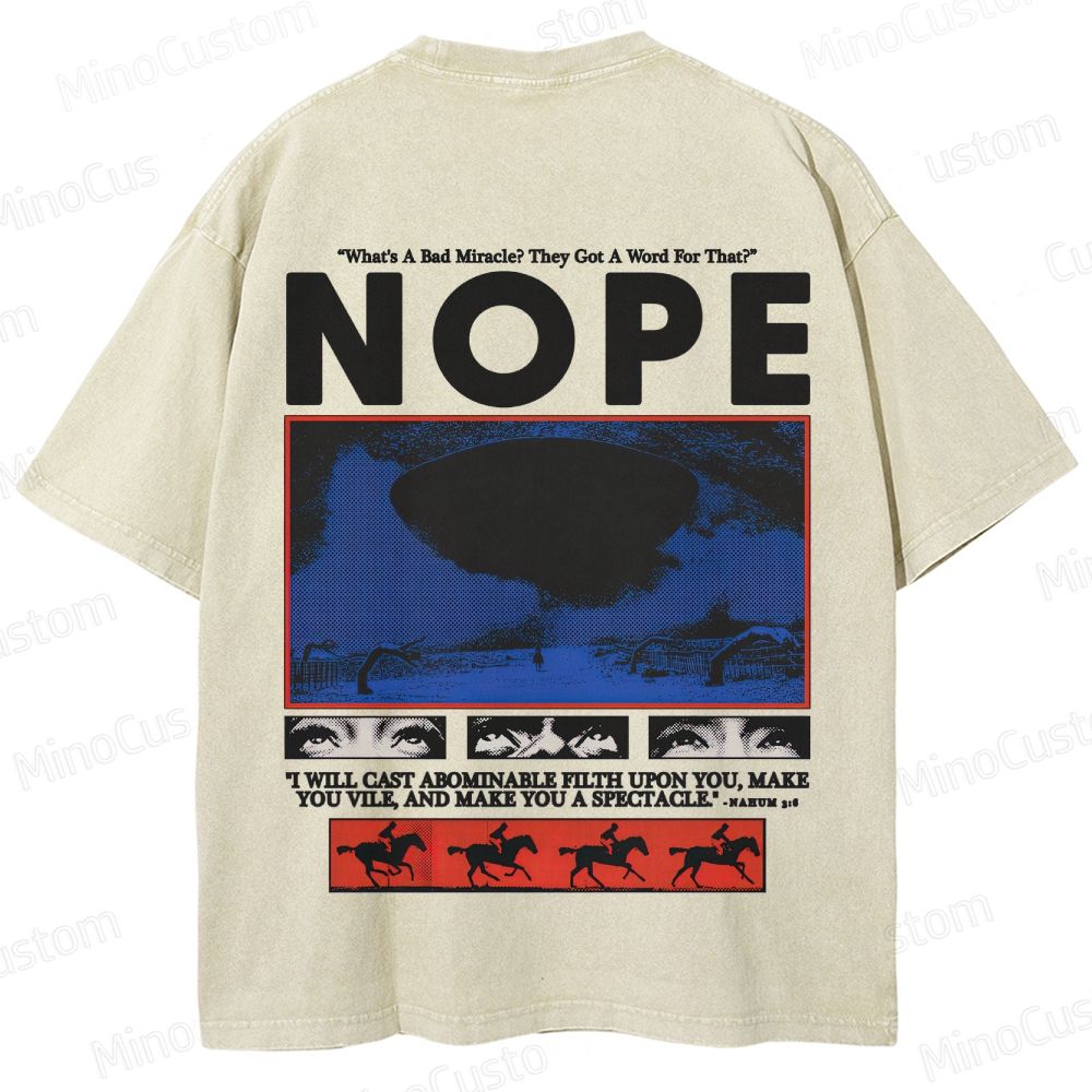 Nope Movie Retro Graphic Washed T - Shirt