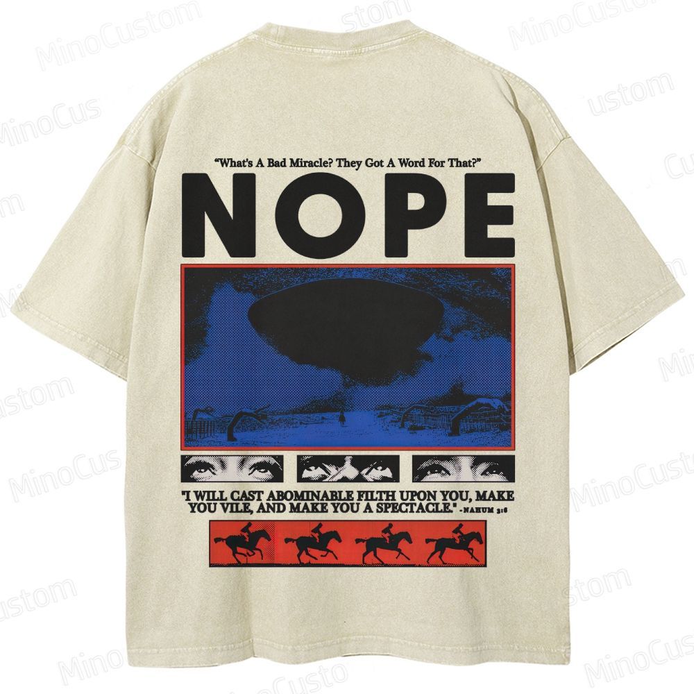 Nope Movie Retro Graphic Washed T - Shirt