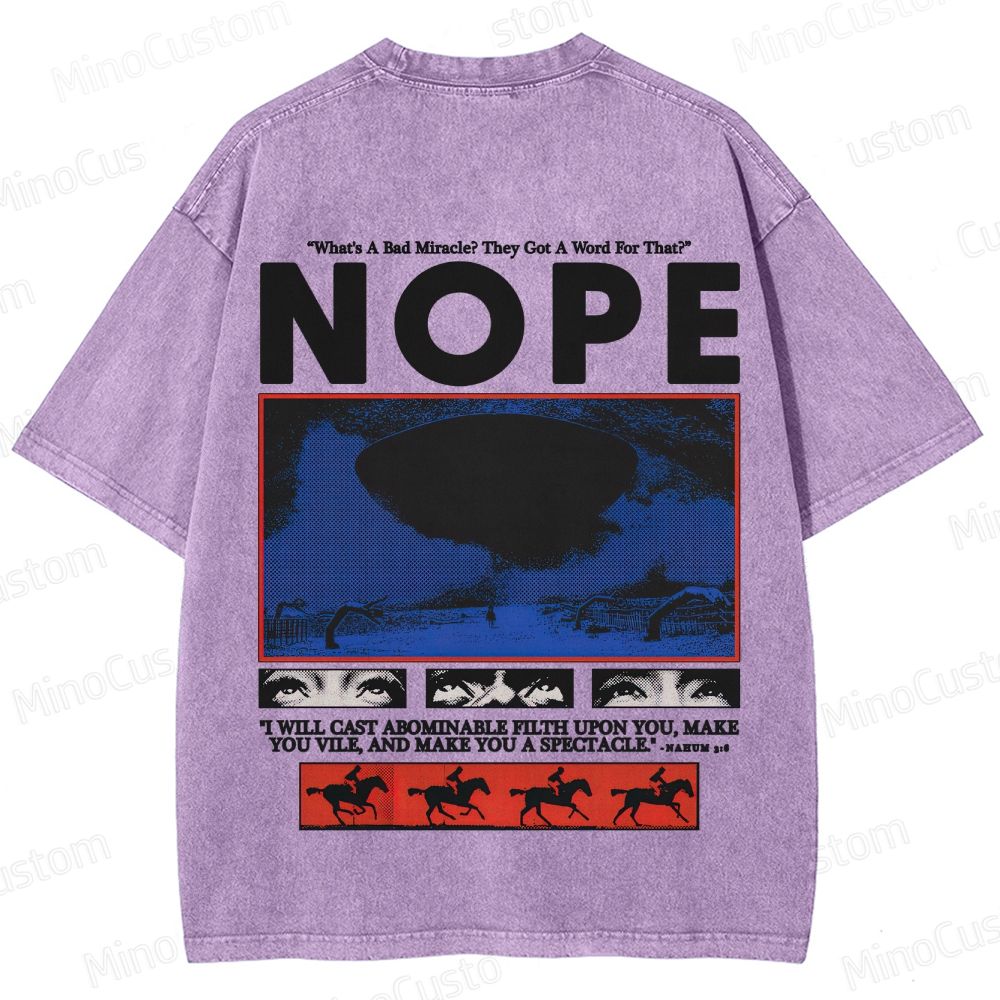 Nope Movie Retro Graphic Washed T - Shirt