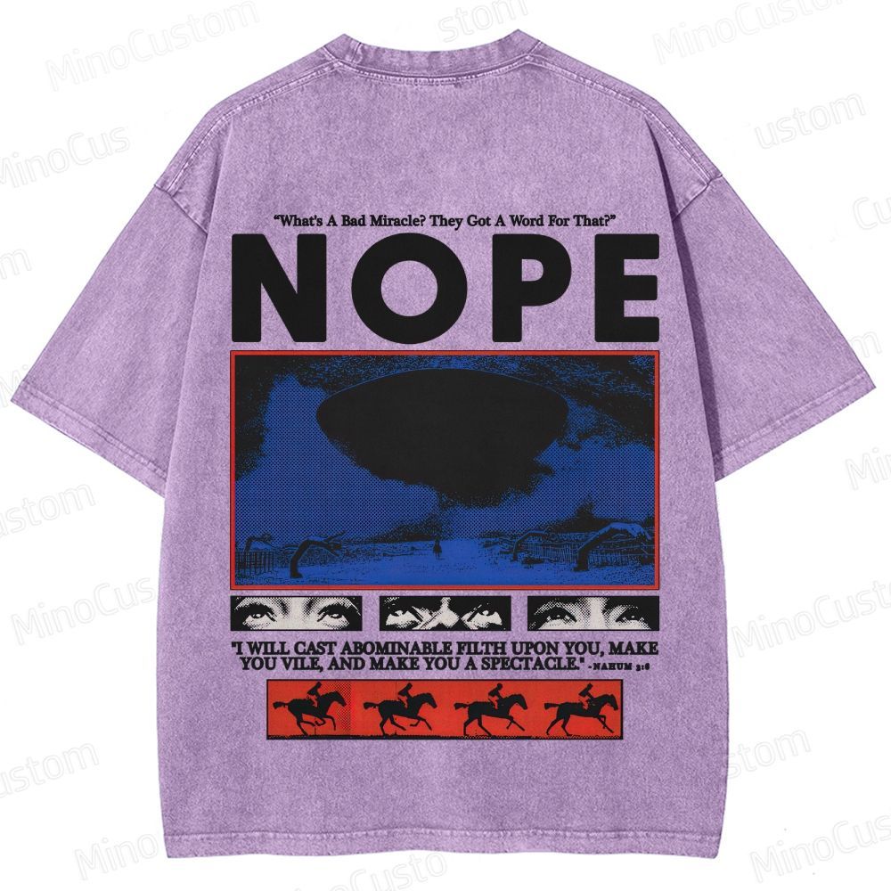 Nope Movie Retro Graphic Washed T - Shirt