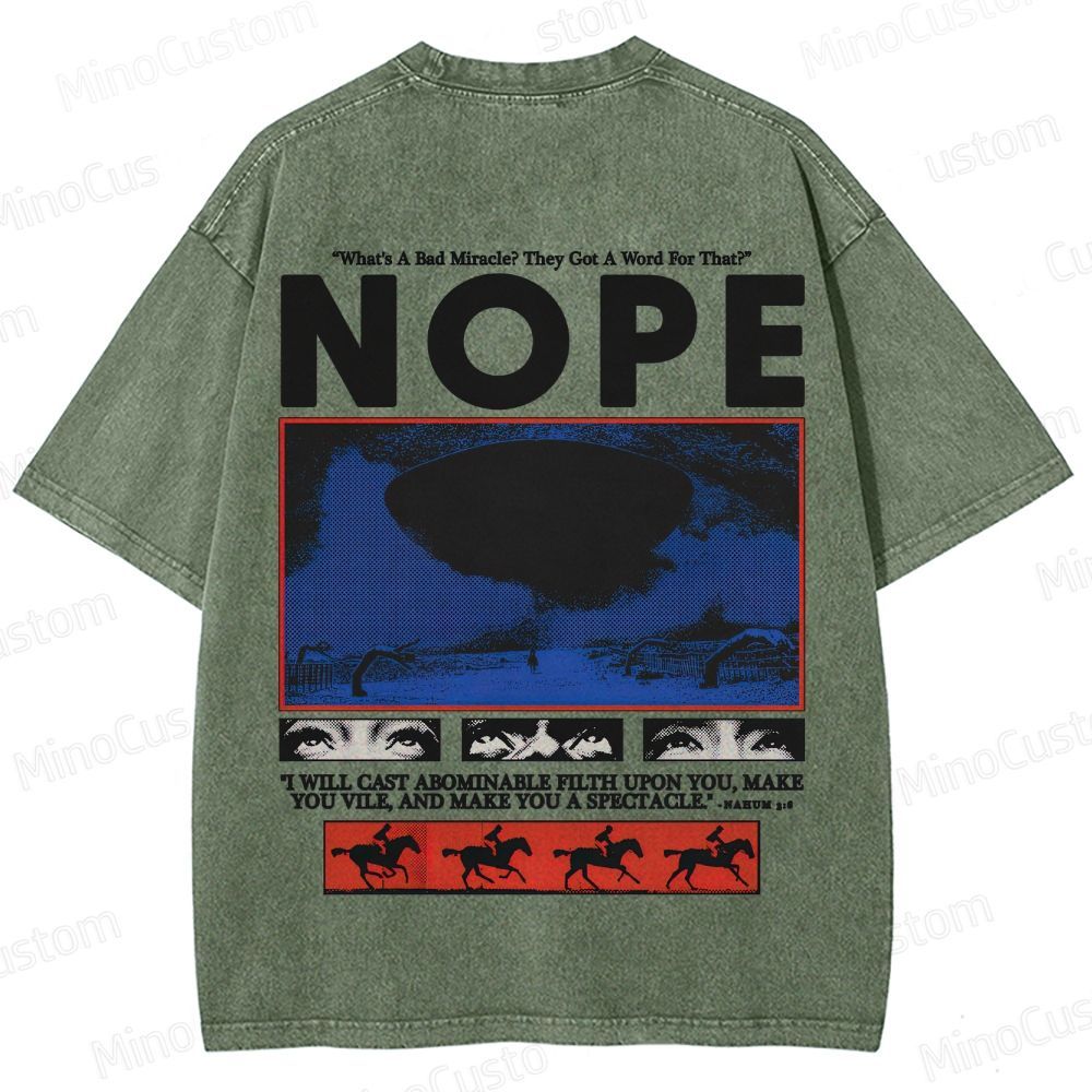 Nope Movie Retro Graphic Washed T - Shirt