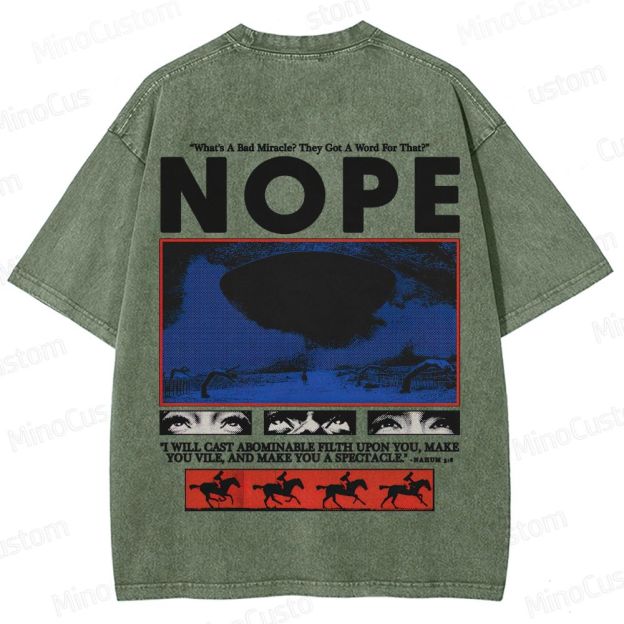 Nope Movie Retro Graphic Washed T - Shirt