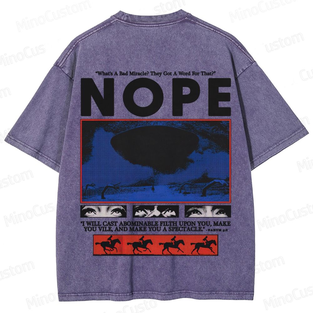 Nope Movie Retro Graphic Washed T - Shirt