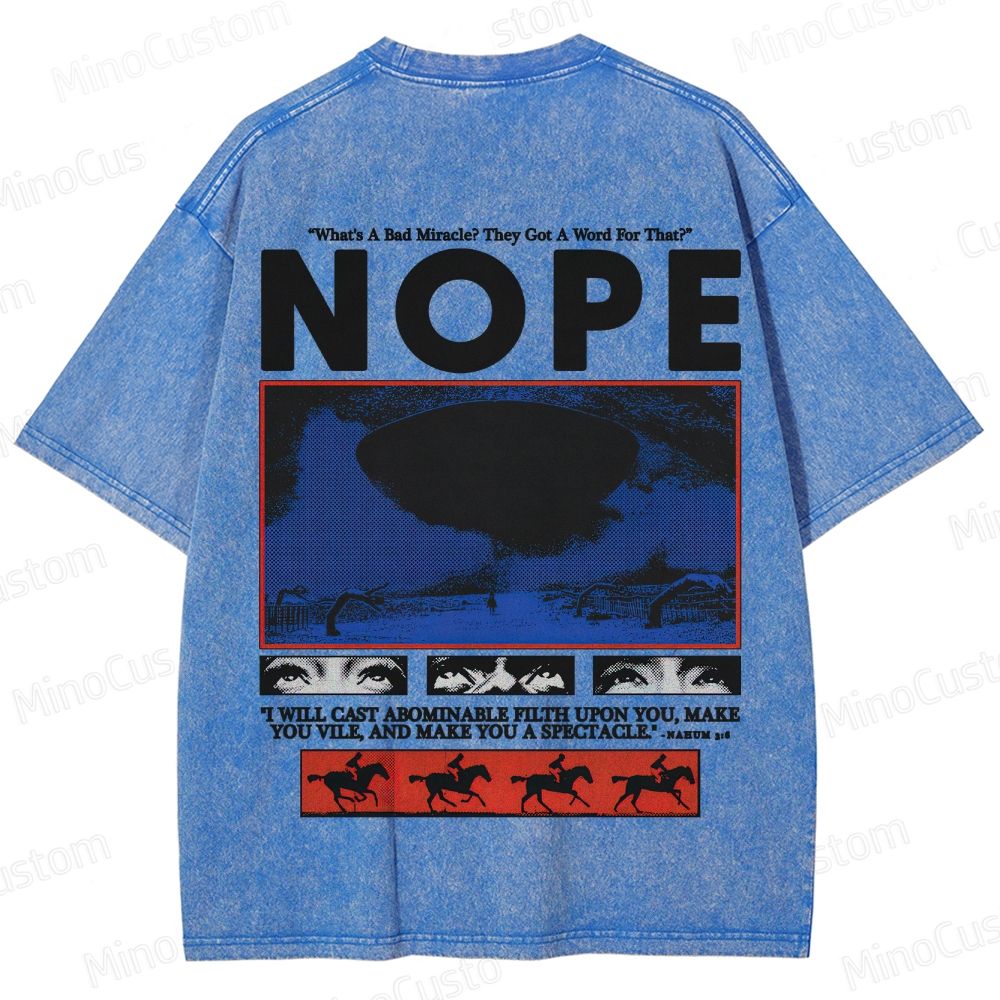 Nope Movie Retro Graphic Washed T - Shirt