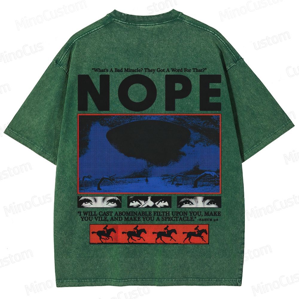 Nope Movie Retro Graphic Washed T - Shirt