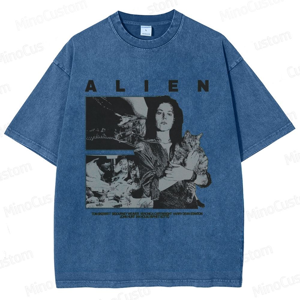 Alien Movie Retro Character Washed T - Shirt