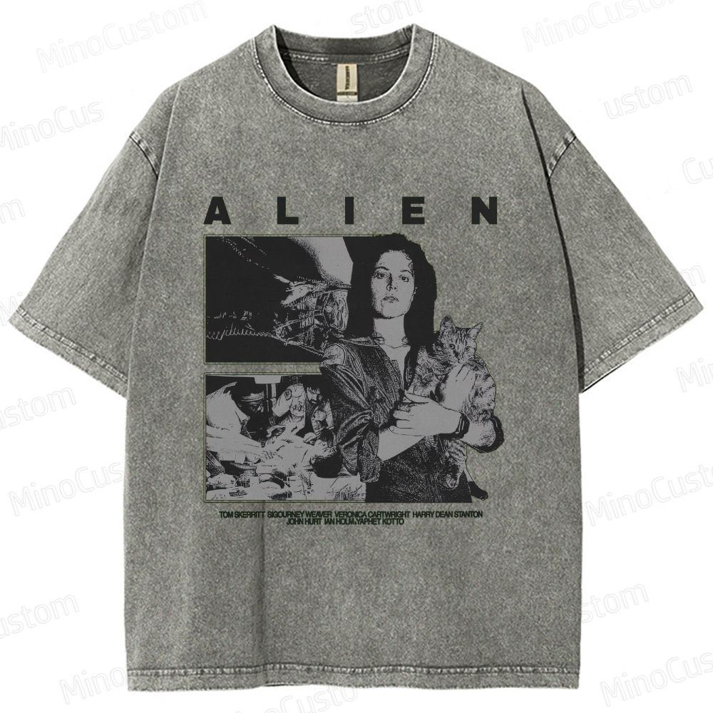 Alien Movie Retro Character Washed T - Shirt