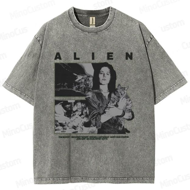 Alien Movie Retro Character Washed T - Shirt