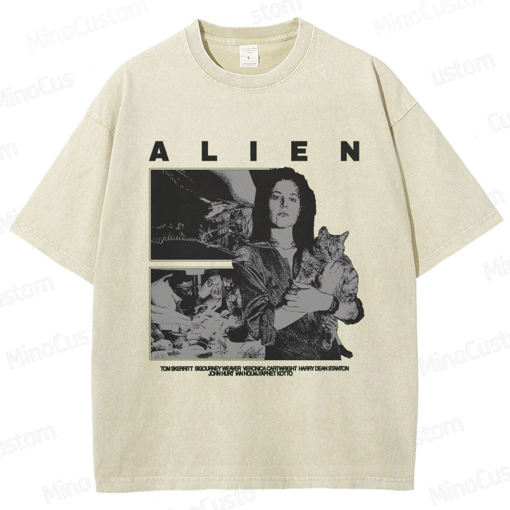 Alien Movie Retro Character Washed T - Shirt