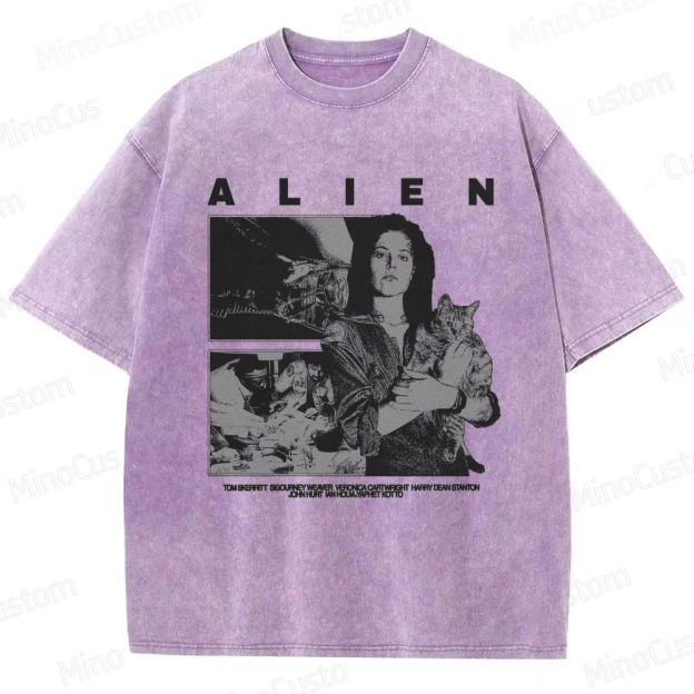 Alien Movie Retro Character Washed T - Shirt