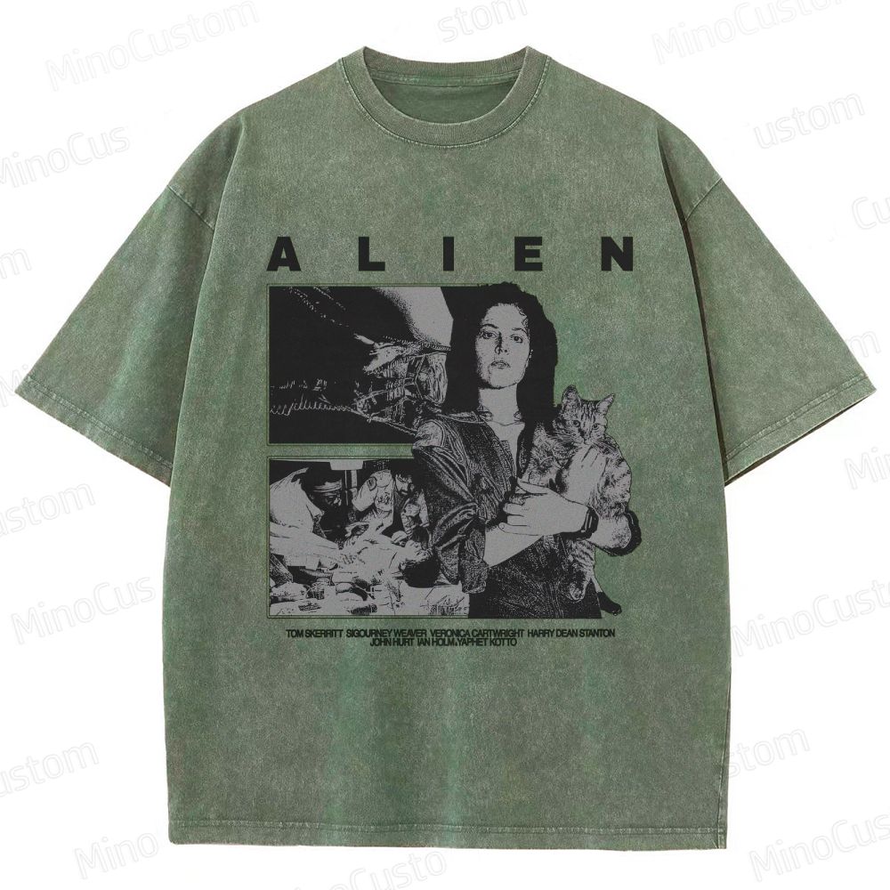 Alien Movie Retro Character Washed T - Shirt