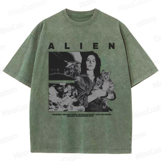 Alien Movie Retro Character Washed T - Shirt