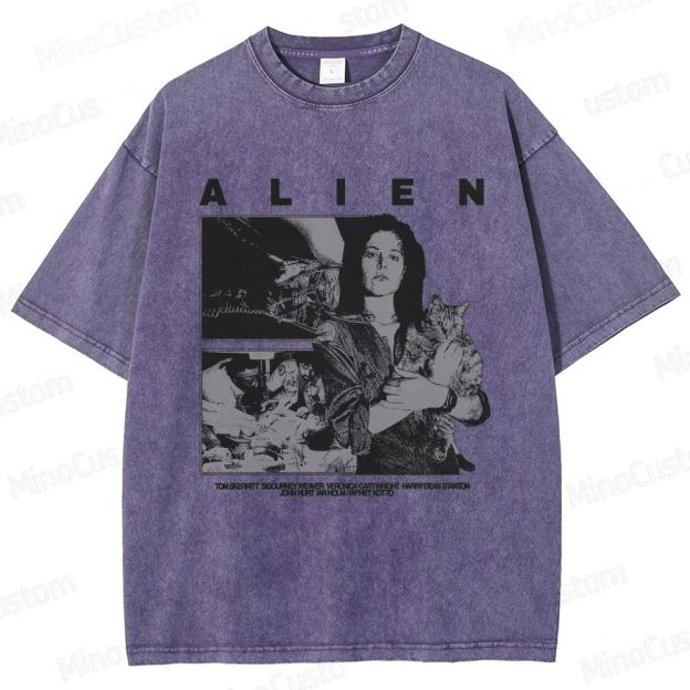 Alien Movie Retro Character Washed T - Shirt