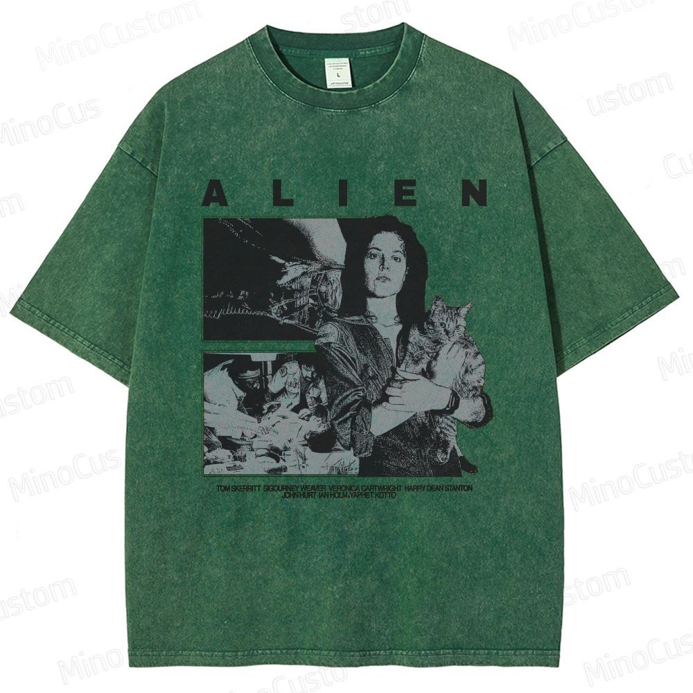 Alien Movie Retro Character Washed T - Shirt