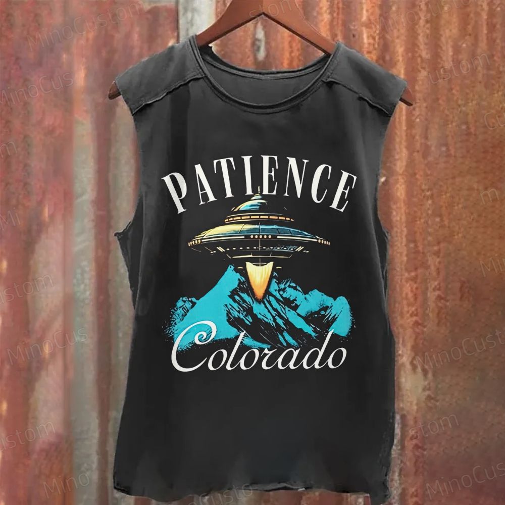 Retro UFO “Patience Colorado” Graphic Tank Top