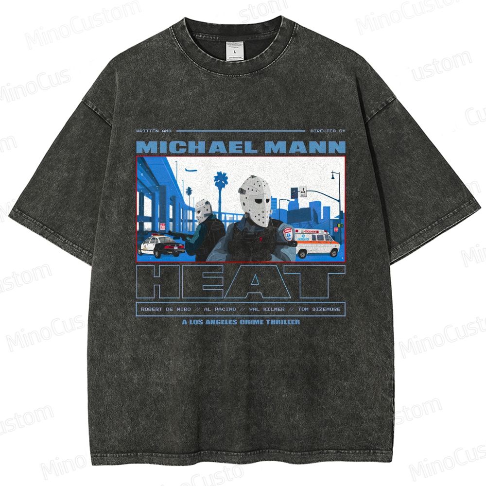 Heat Movie Mashup Graphic Washed T - Shirt