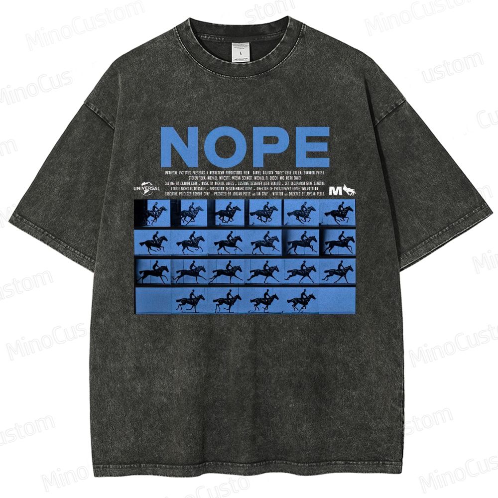 Nope Movie Retro Graphic Washed T - Shirt