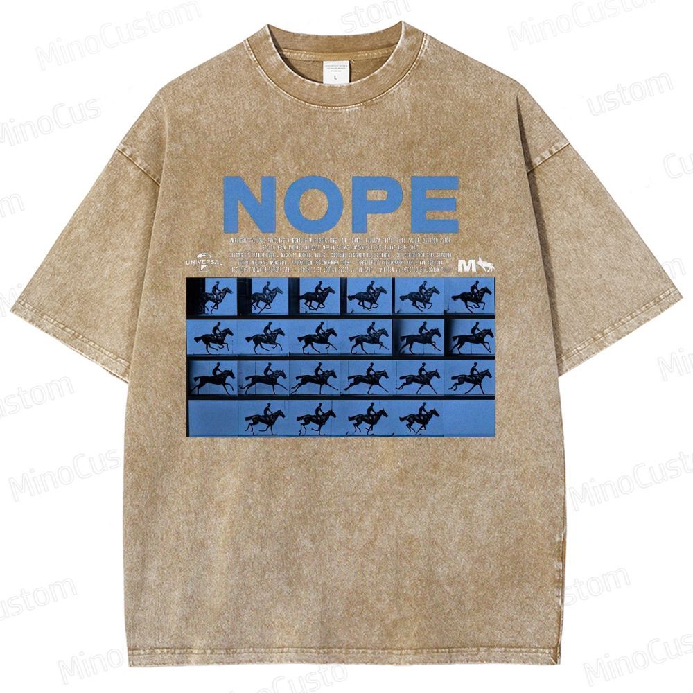 Nope Movie Retro Graphic Washed T - Shirt