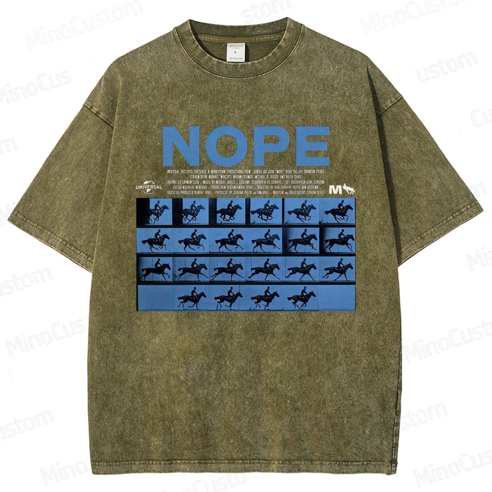 Nope Movie Retro Graphic Washed T - Shirt