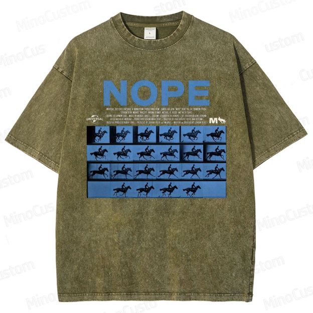 Nope Movie Retro Graphic Washed T - Shirt